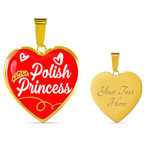 Polish Princess Necklace Personalized Engraved Gold Heart Necklace Custom Name